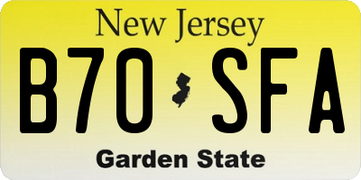 NJ license plate B70SFA