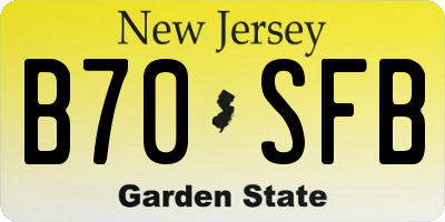 NJ license plate B70SFB