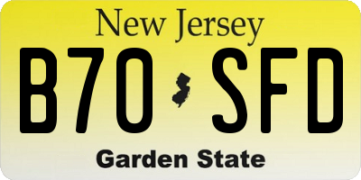 NJ license plate B70SFD