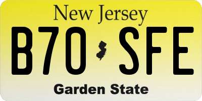NJ license plate B70SFE