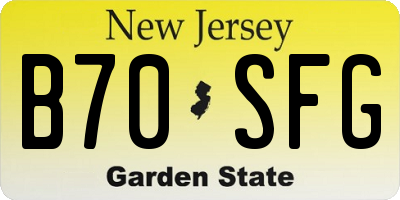 NJ license plate B70SFG