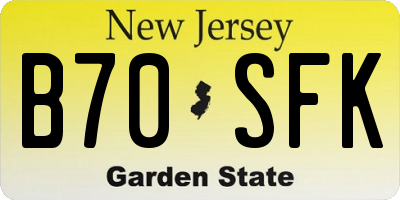 NJ license plate B70SFK