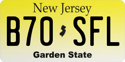NJ license plate B70SFL