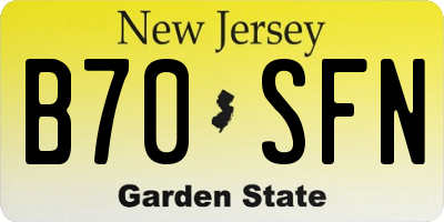 NJ license plate B70SFN