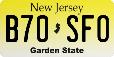 NJ license plate B70SFO