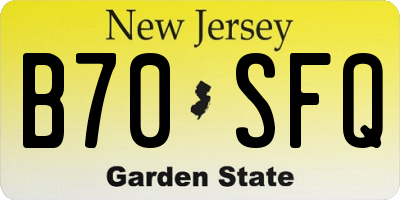 NJ license plate B70SFQ
