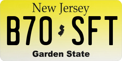 NJ license plate B70SFT