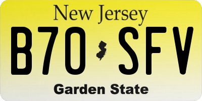 NJ license plate B70SFV