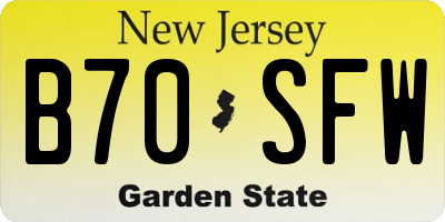 NJ license plate B70SFW