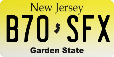 NJ license plate B70SFX