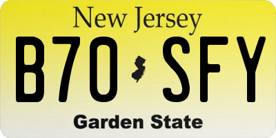 NJ license plate B70SFY