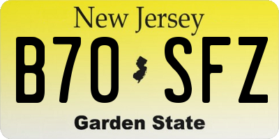 NJ license plate B70SFZ