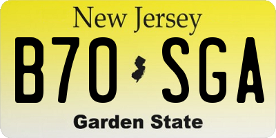 NJ license plate B70SGA