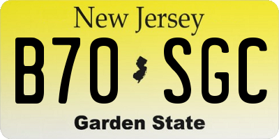 NJ license plate B70SGC