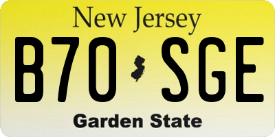 NJ license plate B70SGE