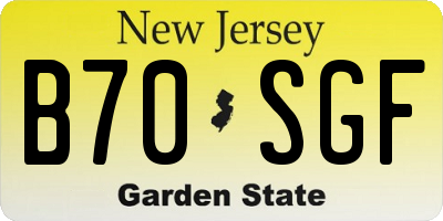 NJ license plate B70SGF