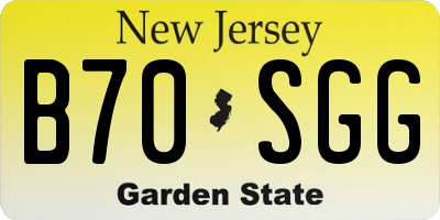 NJ license plate B70SGG