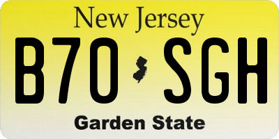 NJ license plate B70SGH
