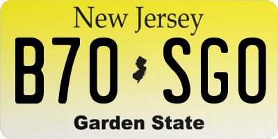 NJ license plate B70SGO
