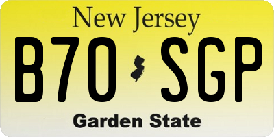 NJ license plate B70SGP