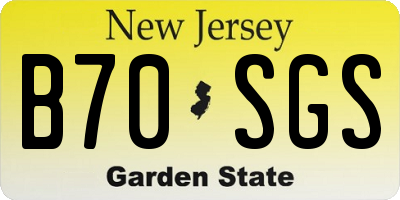 NJ license plate B70SGS