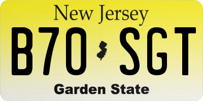 NJ license plate B70SGT