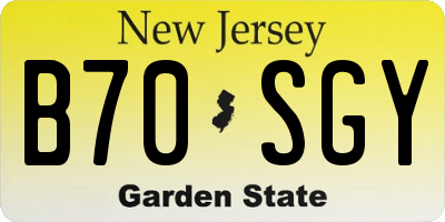 NJ license plate B70SGY