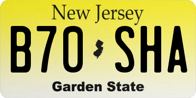 NJ license plate B70SHA
