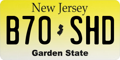 NJ license plate B70SHD