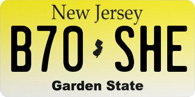 NJ license plate B70SHE