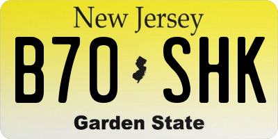 NJ license plate B70SHK