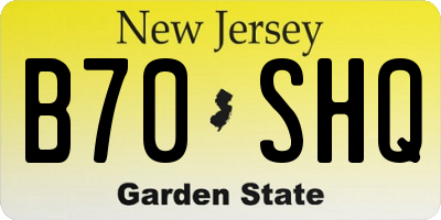 NJ license plate B70SHQ