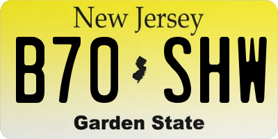 NJ license plate B70SHW