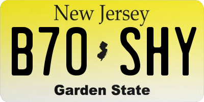 NJ license plate B70SHY