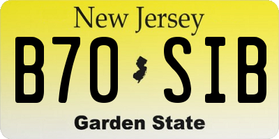 NJ license plate B70SIB