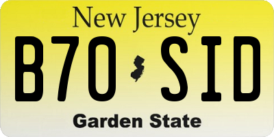 NJ license plate B70SID