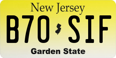 NJ license plate B70SIF