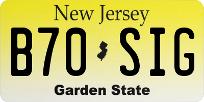 NJ license plate B70SIG