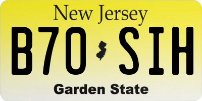NJ license plate B70SIH