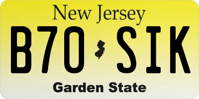 NJ license plate B70SIK