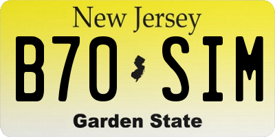 NJ license plate B70SIM