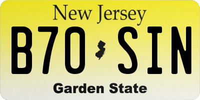 NJ license plate B70SIN