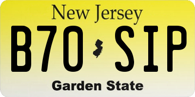 NJ license plate B70SIP