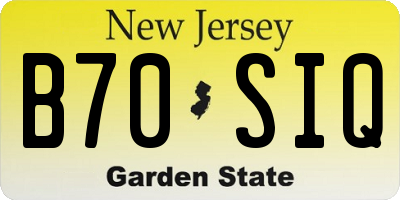 NJ license plate B70SIQ