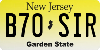 NJ license plate B70SIR