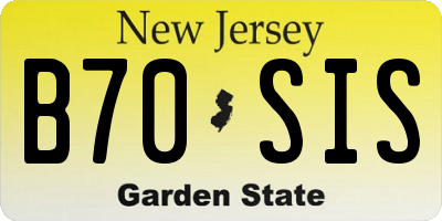 NJ license plate B70SIS