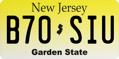 NJ license plate B70SIU