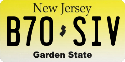 NJ license plate B70SIV