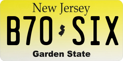 NJ license plate B70SIX