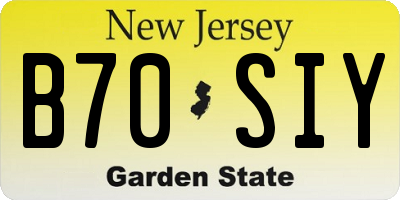 NJ license plate B70SIY